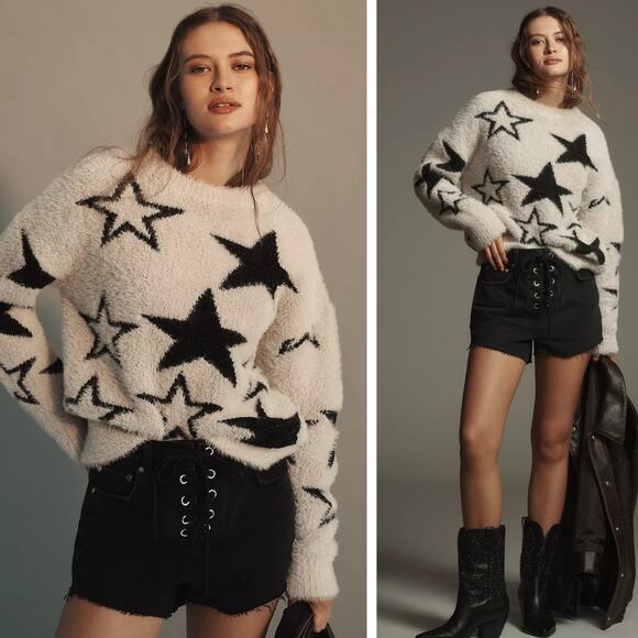 PILCRO Anthropologie Patterned Eyelash Sweater Size Small - Picture 1 of 8